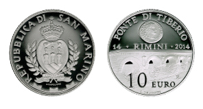 Moneta: “Bimillenario dell’inizio dei lavori al ponte di Tiberio in Rimini”