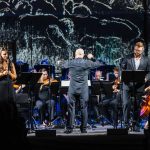 Il soprano Chiara Guerra (Anita), il direttore Marco Angius di spalle, il baritono Alberto Petricca (Garibaldi) ©Luca Concas