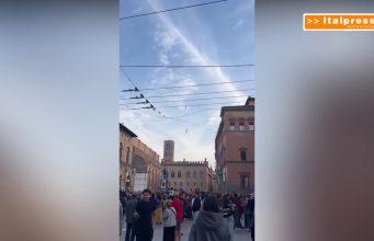 Pro-Pal, a Bologna funamboli sospesi a decine di metri per protesta